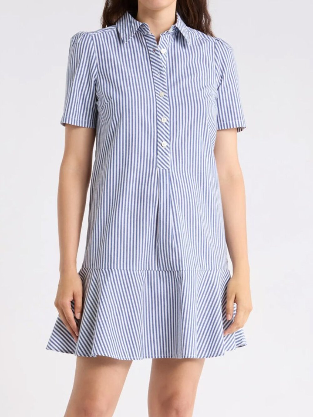 Tommy Hilfiger Striped Ruffle Hem Shirt Dress